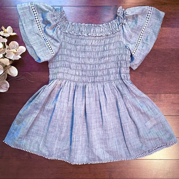 MAX STUDIO Off-The-Shoulder Cotton Blouse, in Blue, Size Small - Picture 3 of 12